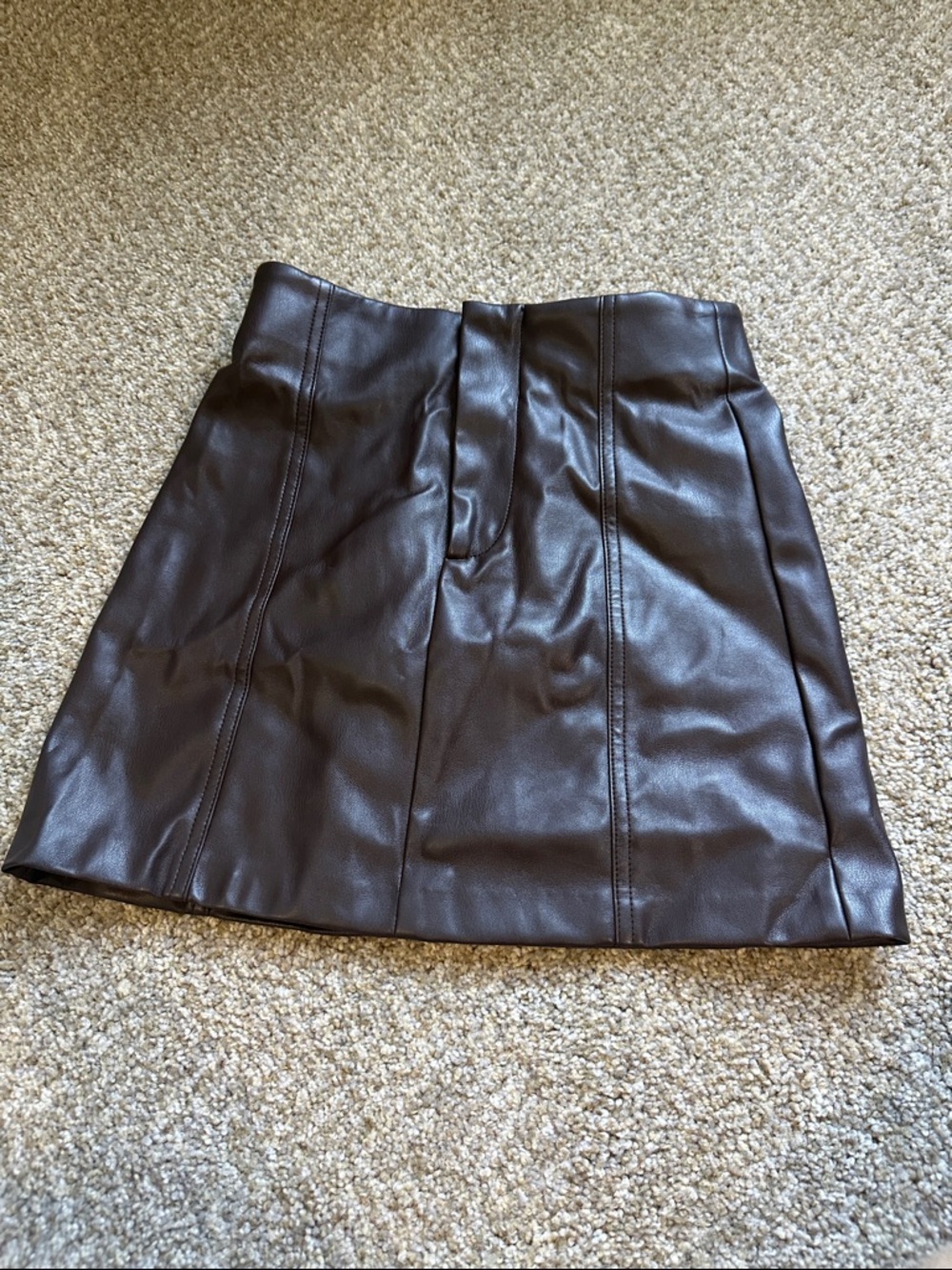ASTR Leather A-Line Mini Skirt - Dark Brown